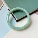 65mm A-Grade Bluish Green Jadeite Modern Round Bangle No.152150
