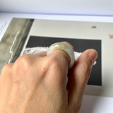 18.1mm A-Grade Natural White Yellow Jadeite Cloop Ring Band No.162363
