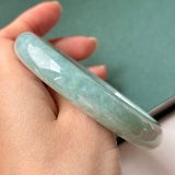 65mm A-Grade Bluish Green Jadeite Modern Round Bangle No.152150
