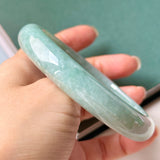 65mm A-Grade Bluish Green Jadeite Modern Round Bangle No.152150