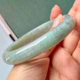 65mm A-Grade Bluish Green Jadeite Modern Round Bangle No.152150