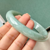 65mm A-Grade Bluish Green Jadeite Modern Round Bangle No.152150