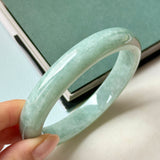 65mm A-Grade Bluish Green Jadeite Modern Round Bangle No.152150