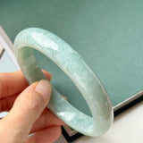 65mm A-Grade Bluish Green Jadeite Modern Round Bangle No.152150