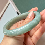 65mm A-Grade Bluish Green Jadeite Modern Round Bangle No.152150