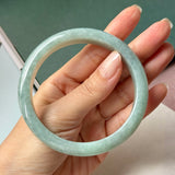 65mm A-Grade Bluish Green Jadeite Modern Round Bangle No.152150