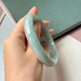 65mm A-Grade Bluish Green Jadeite Modern Round Bangle No.152150