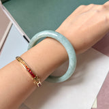 65mm A-Grade Bluish Green Jadeite Modern Round Bangle No.152150