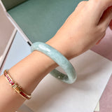 65mm A-Grade Bluish Green Jadeite Modern Round Bangle No.152150