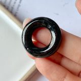 A-Grade Natural Black Jadeite Bagel Piece No.172155