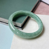 64.7mm A-Grade Bluish Green Jadeite Modern Round Bangle No.152149