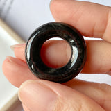 A-Grade Natural Black Jadeite Bagel Piece No.172155