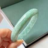 64.7mm A-Grade Bluish Green Jadeite Modern Round Bangle No.152149