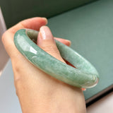 64.7mm A-Grade Bluish Green Jadeite Modern Round Bangle No.152149