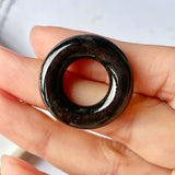 A-Grade Natural Black Jadeite Bagel Piece No.172155