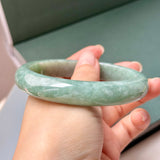 64.7mm A-Grade Bluish Green Jadeite Modern Round Bangle No.152149