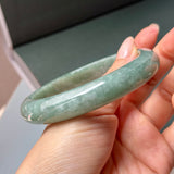 64.7mm A-Grade Bluish Green Jadeite Modern Round Bangle No.152149