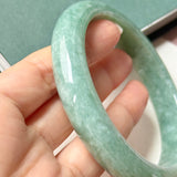 64.7mm A-Grade Bluish Green Jadeite Modern Round Bangle No.152149