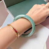 64.7mm A-Grade Bluish Green Jadeite Modern Round Bangle No.152149