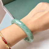 64.7mm A-Grade Bluish Green Jadeite Modern Round Bangle No.152149