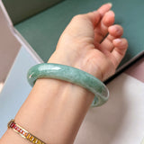 64.7mm A-Grade Bluish Green Jadeite Modern Round Bangle No.152149