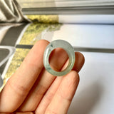 17.2mm A-Grade Natural Light Bluish Floral Yellow Jadeite Cloop Ring Band No.162364