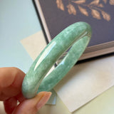 64.6mm A-Grade Bluish Green Jadeite Modern Round Bangle No.152147