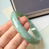 64.6mm A-Grade Bluish Green Jadeite Modern Round Bangle No.152147