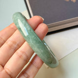 64.6mm A-Grade Bluish Green Jadeite Modern Round Bangle No.152147