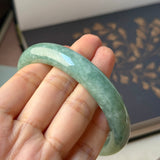 64.6mm A-Grade Bluish Green Jadeite Modern Round Bangle No.152147