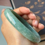 64.6mm A-Grade Bluish Green Jadeite Modern Round Bangle No.152147