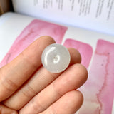 A-Grade Natural White Jadeite Donut Pendant No.171224