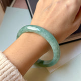 64.6mm A-Grade Bluish Green Jadeite Modern Round Bangle No.152147