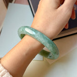 64.6mm A-Grade Bluish Green Jadeite Modern Round Bangle No.152147