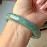 64.6mm A-Grade Bluish Green Jadeite Modern Round Bangle No.152147