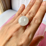 A-Grade Natural White Jadeite Donut Pendant No.171224