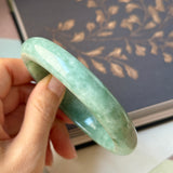 64.6mm A-Grade Bluish Green Jadeite Modern Round Bangle No.152148