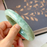 64.6mm A-Grade Bluish Green Jadeite Modern Round Bangle No.152148