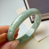 64.6mm A-Grade Bluish Green Jadeite Modern Round Bangle No.152148