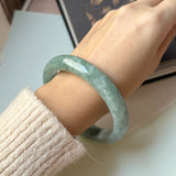 64.6mm A-Grade Bluish Green Jadeite Modern Round Bangle No.152148