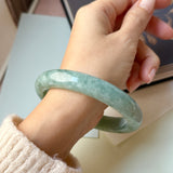 64.6mm A-Grade Bluish Green Jadeite Modern Round Bangle No.152148