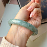 64.6mm A-Grade Bluish Green Jadeite Modern Round Bangle No.152148