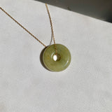 A-Grade Natural Yellowish Green Jadeite Bagel Piece No. 172663