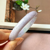 60mm A-Grade Lavender Green Jadeite Modern Round Bangle No.152130