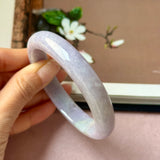 60mm A-Grade Lavender Green Jadeite Modern Round Bangle No.152130