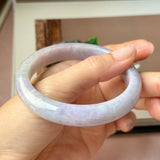 60mm A-Grade Lavender Green Jadeite Modern Round Bangle No.152130