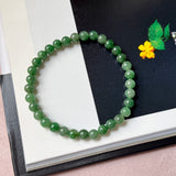 6.3mm A-Grade Natural Imperial Green Jadeite Beaded Bracelet No.190490