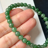 6.3mm A-Grade Natural Imperial Green Jadeite Beaded Bracelet No.190490