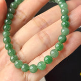 6.3mm A-Grade Natural Imperial Green Jadeite Beaded Bracelet No.190490
