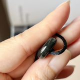 SOLD OUT: A-Grade Natural Black Jadeite Bagel on Infinity Silk Cord Bracelet No.190400